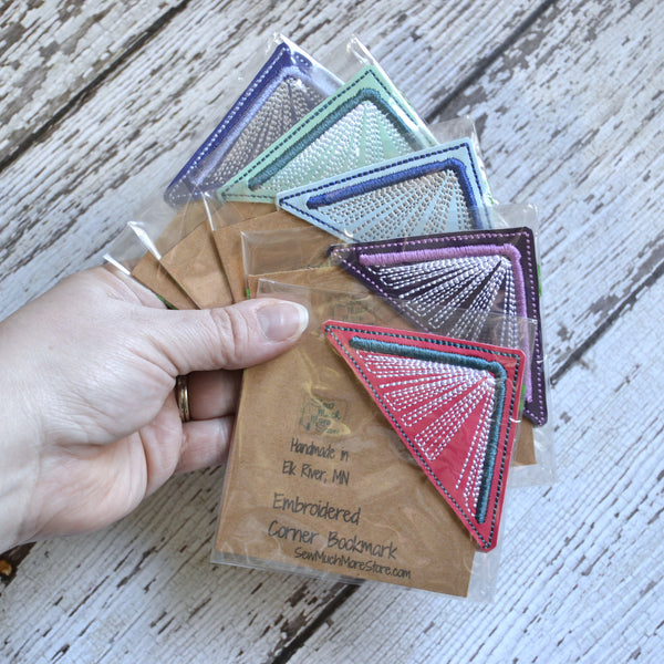 Corner Bookmark - Embroidered Book
