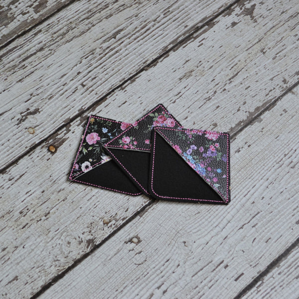 Corner Bookmark - Black Florals
