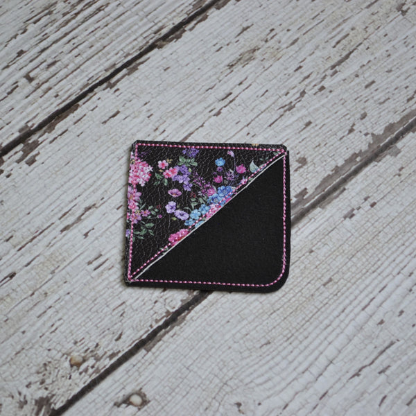Corner Bookmark - Black Florals
