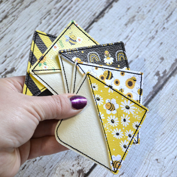 Corner Bookmark - Black and Yellow, Bees