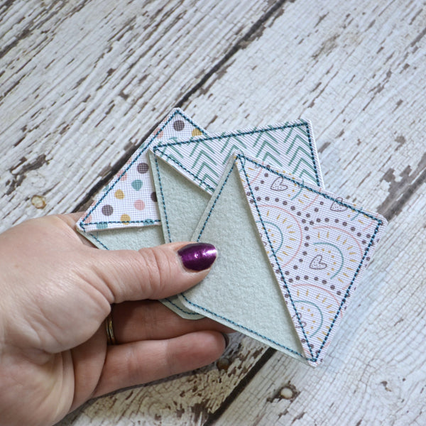 Corner Bookmark - Teal Hearts, Dots and Chevrons
