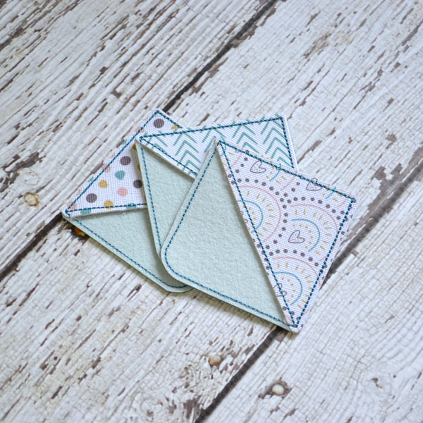 Corner Bookmark - Teal Hearts, Dots and Chevrons