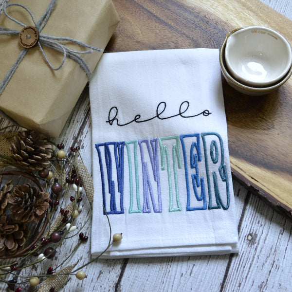 NEW! Hello Winter Tea Towel