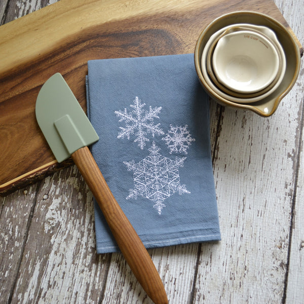 NEW! Lace Snowflake Hand Dyed Tea Towel - Winter