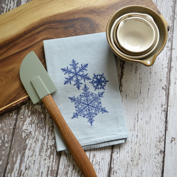 NEW! Lace Snowflake Hand Dyed Tea Towel - Winter