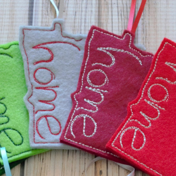 State Felt Ornament - All 50 States Available  - GRAY OR BURGUNDY