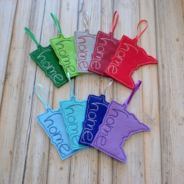 State Felt Ornament - All 50 States Available  - GRAY OR BURGUNDY