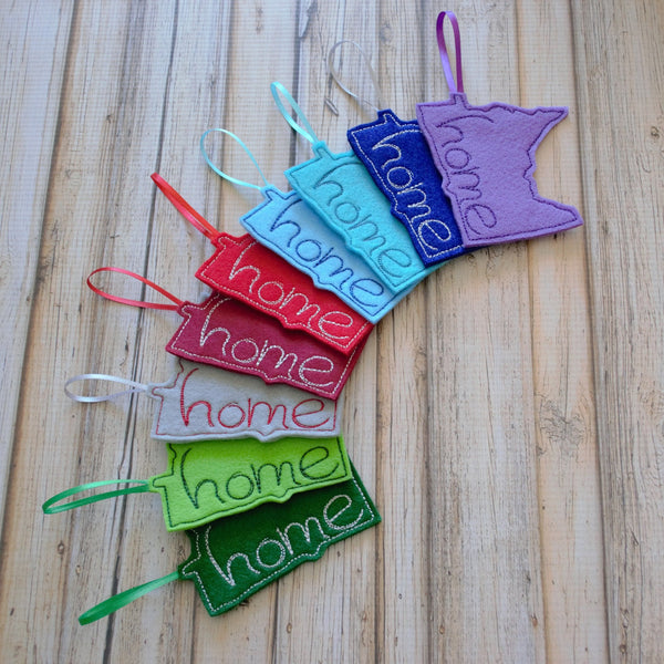 State Felt Ornament - All 50 States Available  - GRAY OR BURGUNDY
