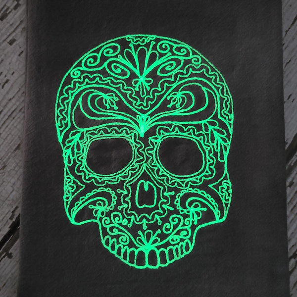 Glow in Dark Lace Skull Tea Towel