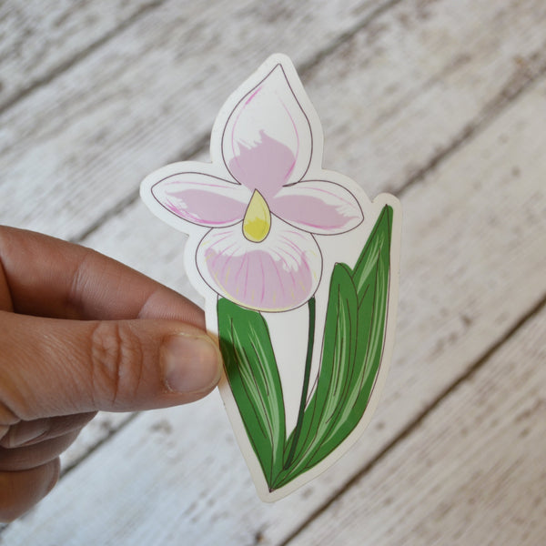 Ready to ship - 'Lady Slipper' Vinyl Sticker - 2.5" x 4.1"