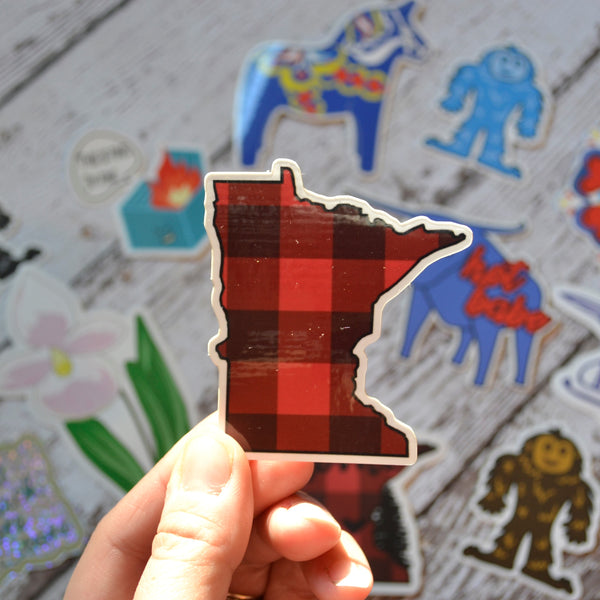 Ready to ship - 'MN Plaid' Vinyl Sticker - 2.7" x 2.4"