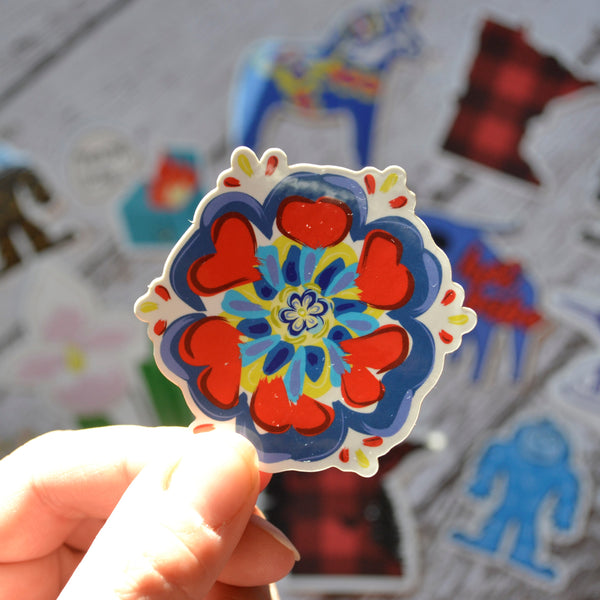 Ready to ship - 'Scandinavian Flower' Vinyl Sticker - 2.5" x 2.2"