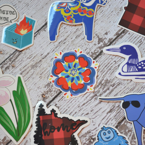 Ready to ship - 'Scandinavian Flower' Vinyl Sticker - 2.5" x 2.2"