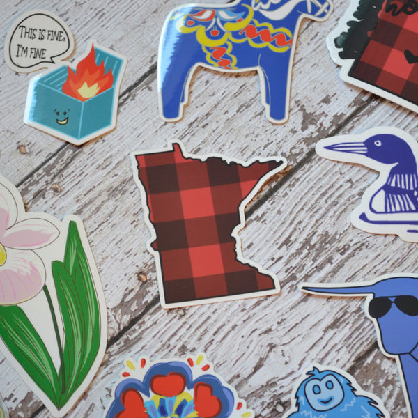 Ready to ship - 'MN Plaid' Vinyl Sticker - 2.7" x 2.4"