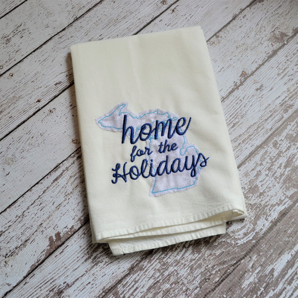 Home For The Holidays Blue State Tea Towel - All 50 States