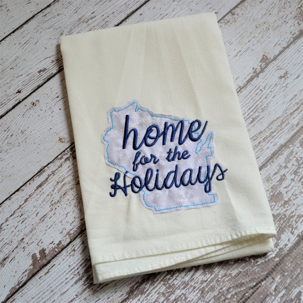 Home For The Holidays Blue State Tea Towel - All 50 States