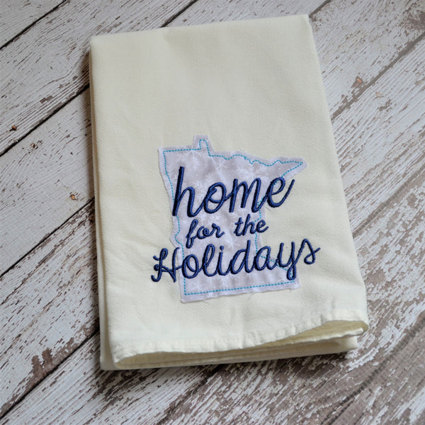 Home For The Holidays Blue State Tea Towel - All 50 States