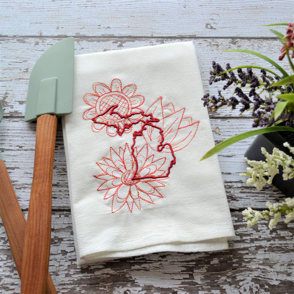 Spring Flowers - State Tea Towel - All 50 States (Blue or Purple)