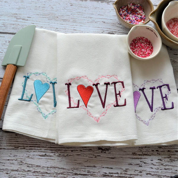 LOVE heart Floursack Towel - Valentine's Day