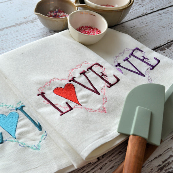 LOVE heart Floursack Towel - Valentine's Day