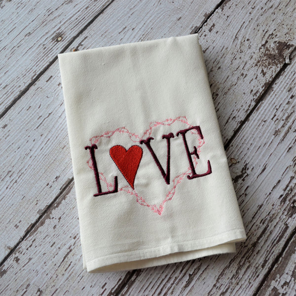 LOVE heart Floursack Towel - Valentine's Day