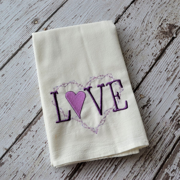 LOVE heart Floursack Towel - Valentine's Day
