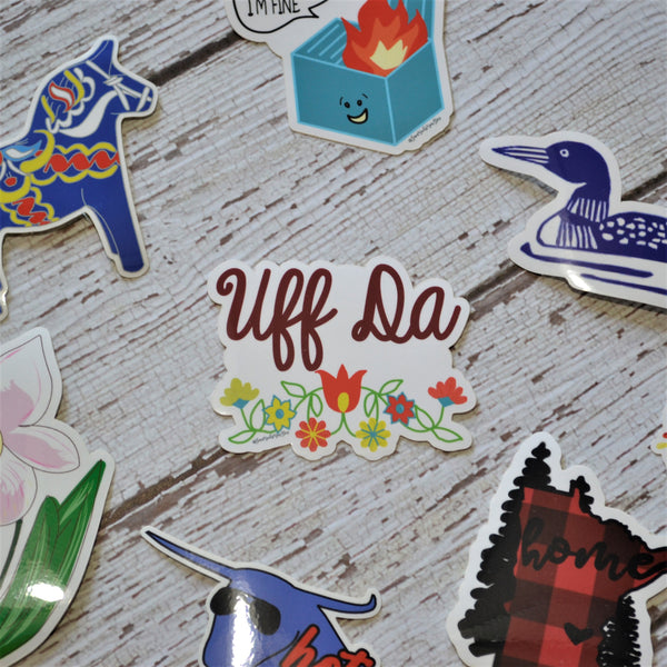 Ready to ship - 'Uff Da' Vinyl Sticker - 2.5" x 3"