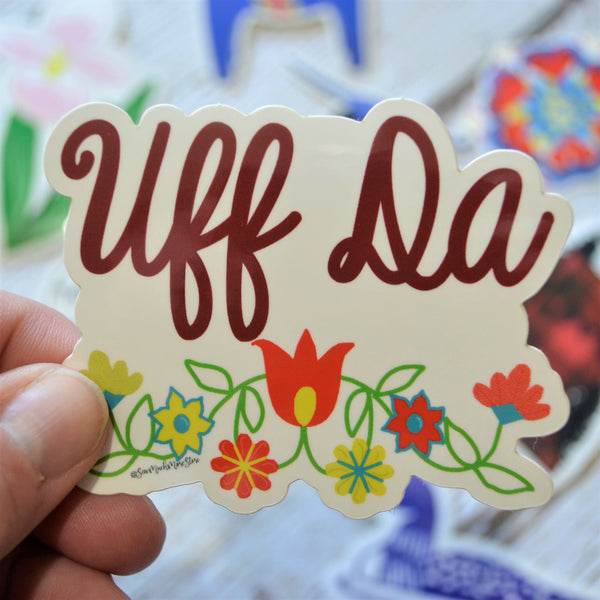 Ready to ship - 'Uff Da' Vinyl Sticker - 2.5" x 3"