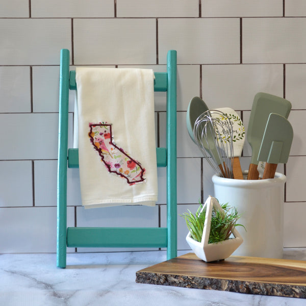 Pink Floral State Tea Towel - All 50 States Available