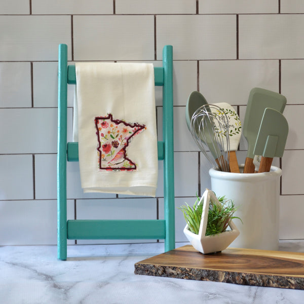 Pink Floral State Tea Towel - All 50 States Available