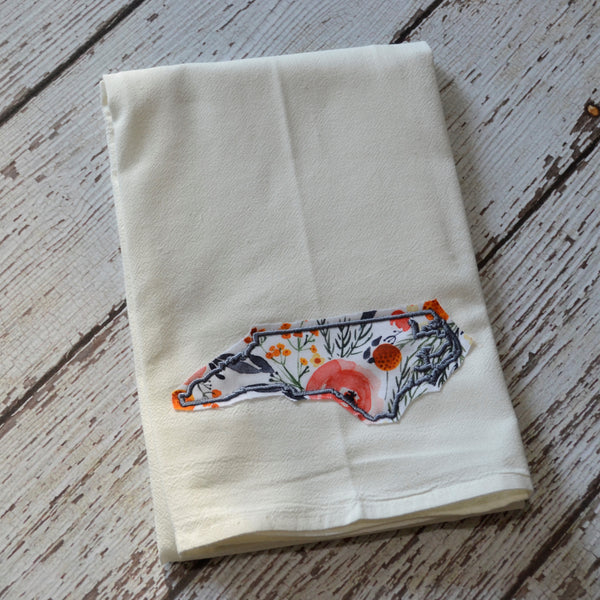 Winter Rose Floral State 30x30 Tea Towel - All 50 States Available