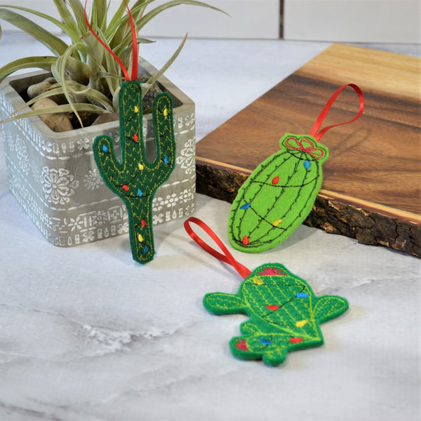 Christmas Cacti Felt Ornament