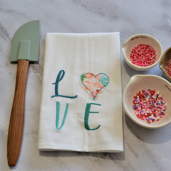 LOVE Floral Heart Tea Towel - Valentine's Day