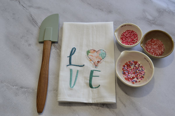 LOVE Floral Heart Tea Towel - Valentine's Day