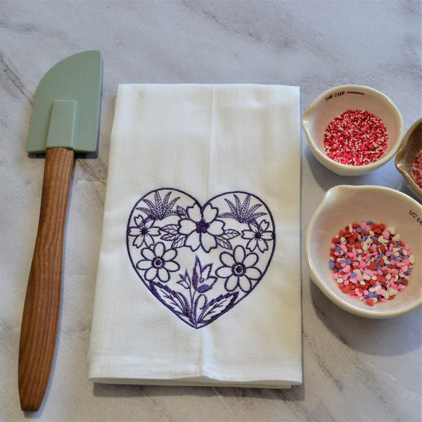 Floral Heart Tea Towel - Valentine's Day