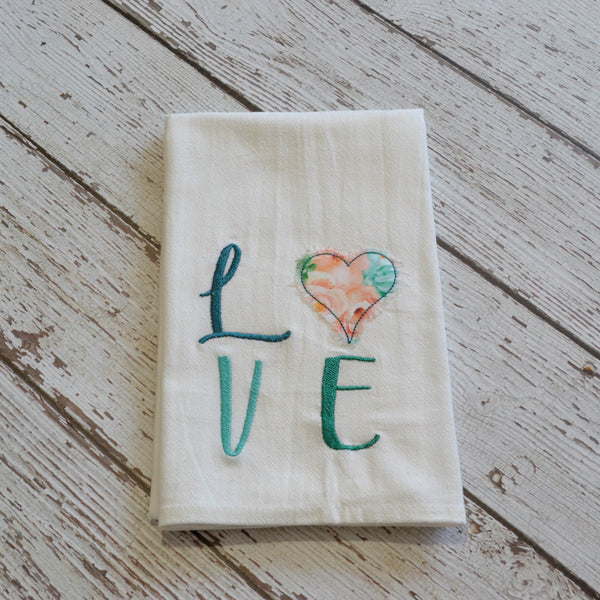 LOVE Floral Heart Tea Towel - Valentine's Day