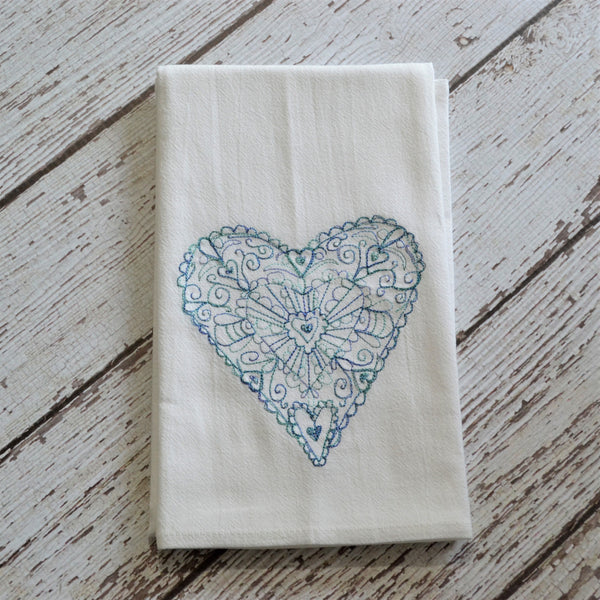 NEW! Lace Heart Tea Towel - Valentine's Day