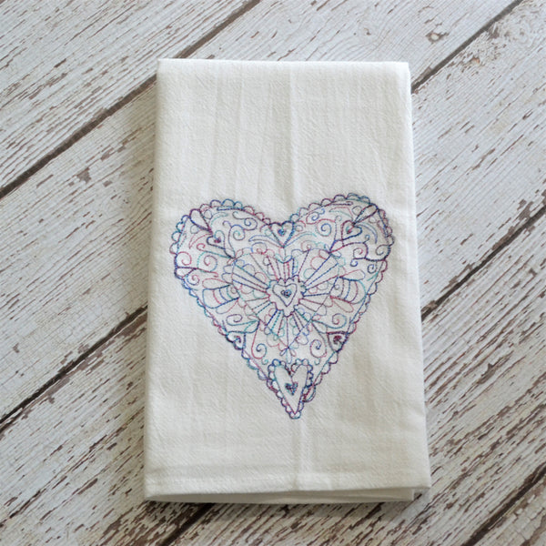 NEW! Lace Heart Tea Towel - Valentine's Day