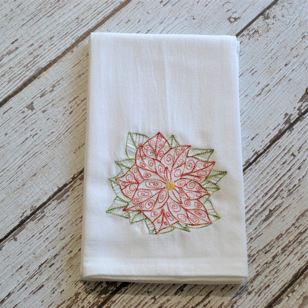 Lace Poinsettia Tea Towel - Christmas
