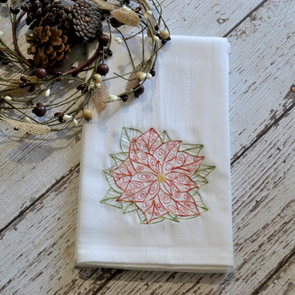 Lace Poinsettia Tea Towel - Christmas
