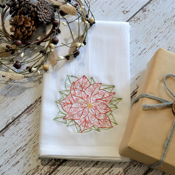 Lace Poinsettia Tea Towel - Christmas