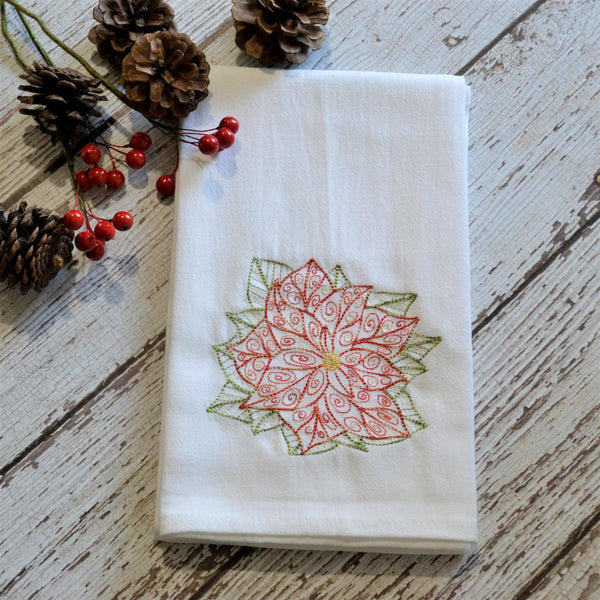 Lace Poinsettia Tea Towel - Christmas