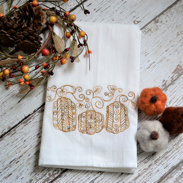 Lace Pumpkins Tea Towel