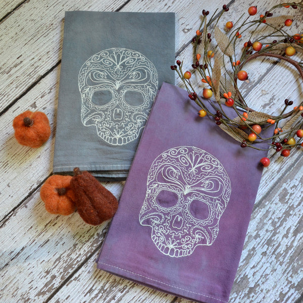 Glow in Dark Lace Skull Tea Towel