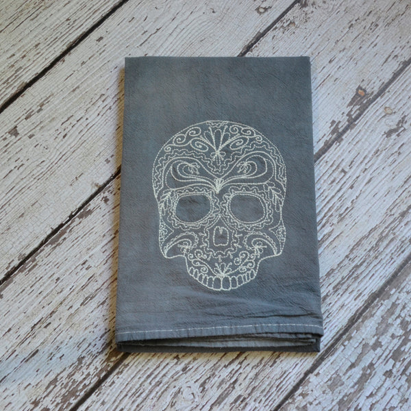 Glow in Dark Lace Skull Tea Towel