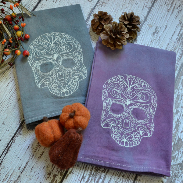 Glow in Dark Lace Skull Tea Towel