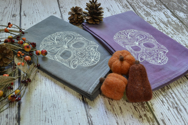 Glow in Dark Lace Skull Tea Towel