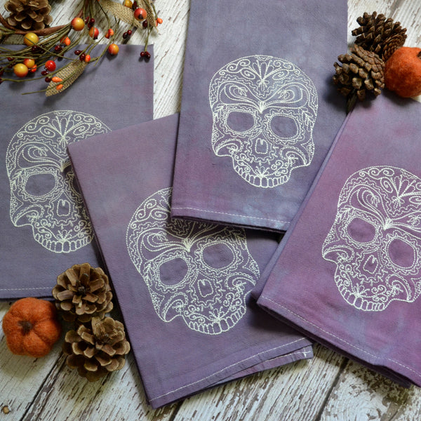 Glow in Dark Lace Skull Tea Towel