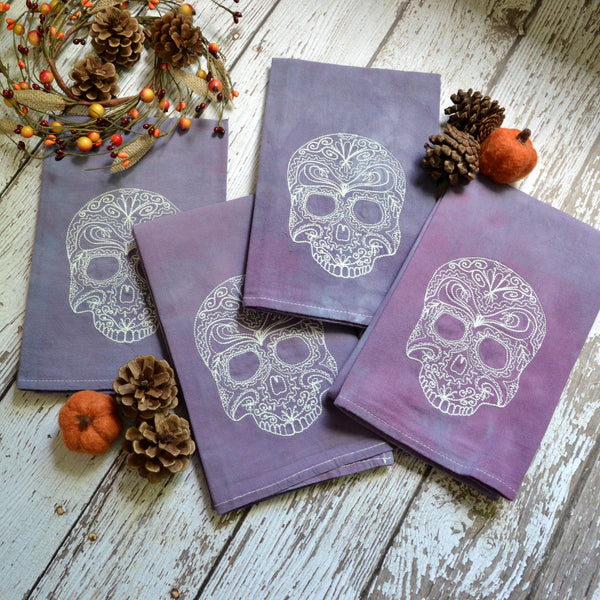 Glow in Dark Lace Skull Tea Towel