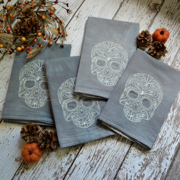 Glow in Dark Lace Skull Tea Towel